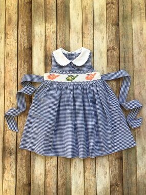 Luli & Me Whale Smocked Gingham Dress *READ*